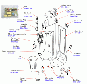 Diagram Diagram and Parts List for HMD200-CE-B  Hamilton Beach Drink Mixer